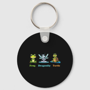 Subtle Political Humor Frog Dragonfly Turtle Yoga  Key Ring