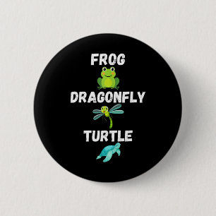 Subtle Political Humour Frog Dragonfly Turtle 6 Cm Round Badge