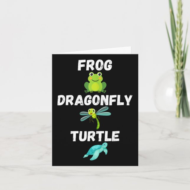 Subtle Political Humour Frog Dragonfly Turtle  Card (Front)
