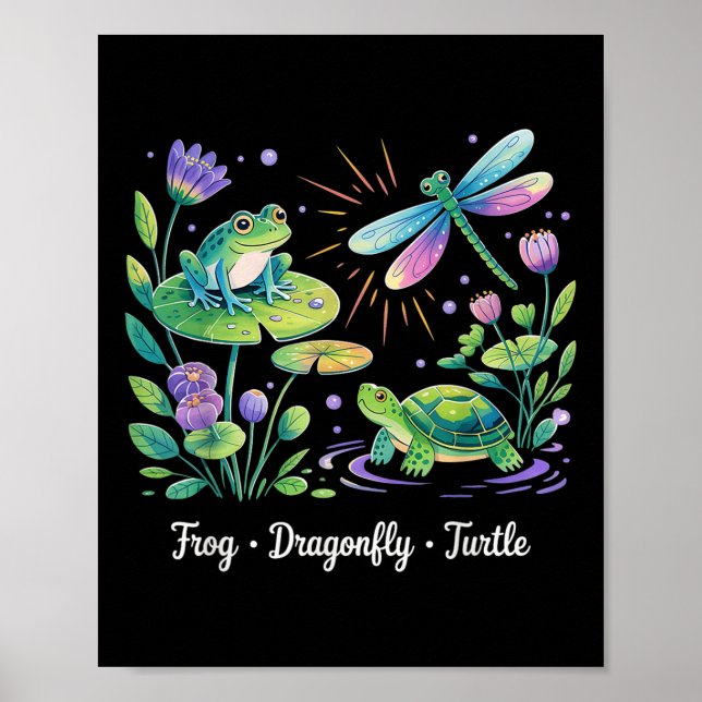 Subtle Political Humour Frog Dragonfly Turtle  Poster (Front)
