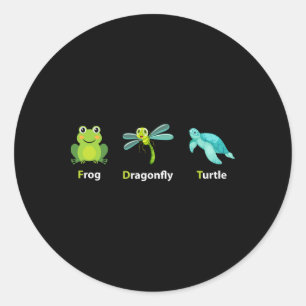Subtle Political Humour Frog Dragonfly Turtle Shir Classic Round Sticker