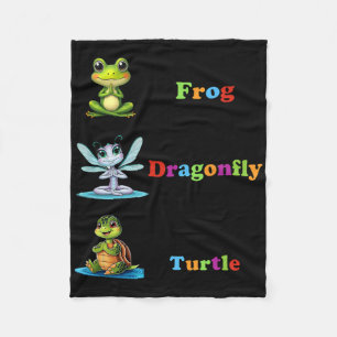 Subtle Political Humour Frog Dragonfly Turtle Yoga Fleece Blanket