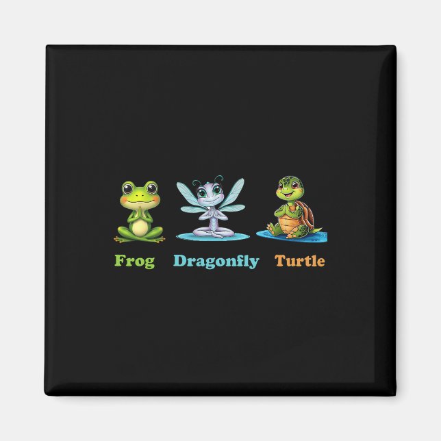 Subtle Political Humour Frog Dragonfly Turtle Yoga Magnet (Front)