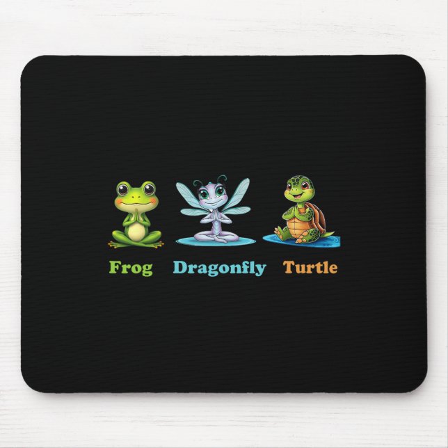 Subtle Political Humour Frog Dragonfly Turtle Yoga Mouse Mat (Front)