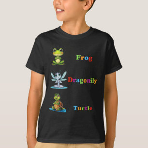Subtle Political Humour Frog Dragonfly Turtle Yoga T-Shirt