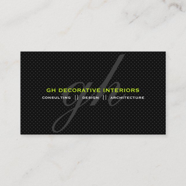 Subtle Polka Dots Initials Business Card (Front)
