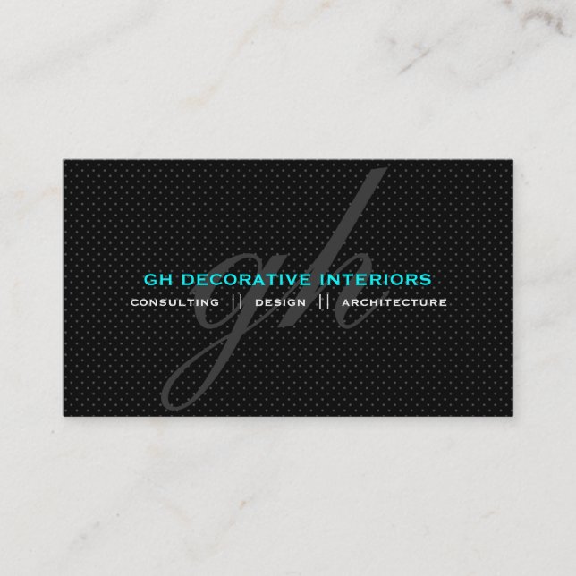 Subtle Polka Dots Initials Business Card (Front)
