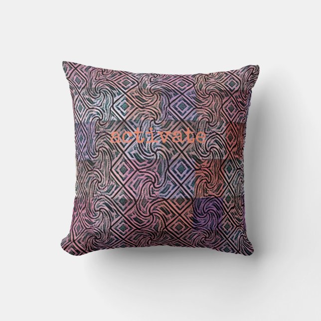 Subtle, Pretty Squared Pattern Purples Cushion (Front)