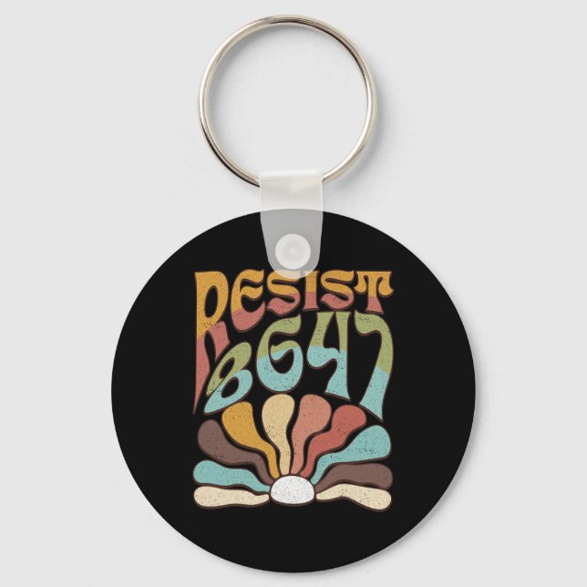 Subtle Resist 8647 Trump Resist Trump Protest Boho Key Ring (Front)