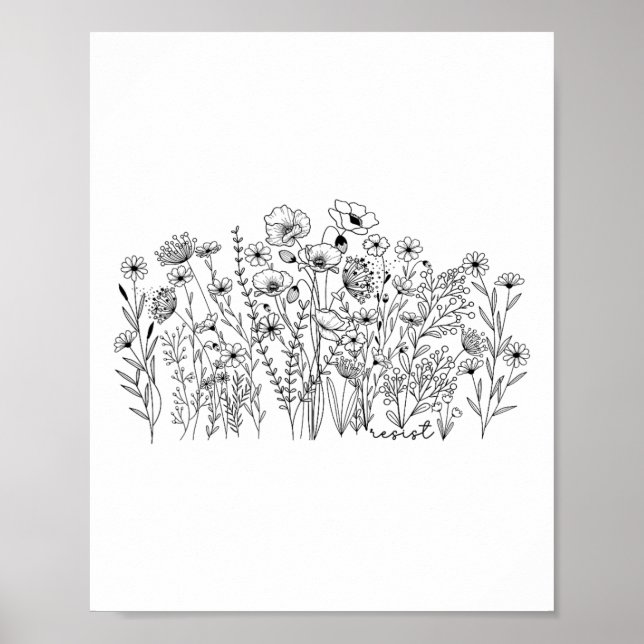 Subtle Resist Floral Botanical Protest Liberal Res Poster (Front)