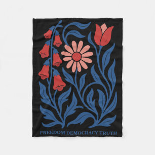 Subtle Resist Trump Foxglove Daisy Tulip Flower 4t Fleece Blanket