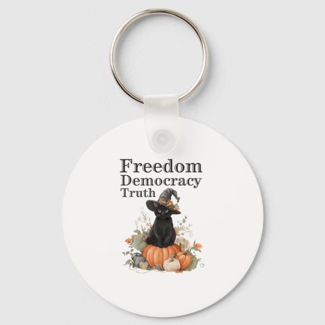 Subtle Resist Trump Freedom Democracy Truth Witch  Key Ring (Front)