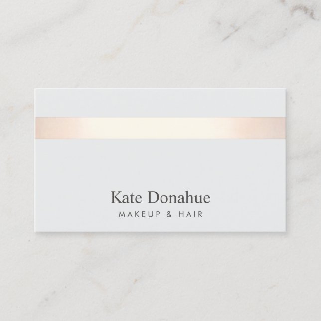 Subtle Rose Gold Striped Elegant Stylish Grey 2 Business Card (Front)