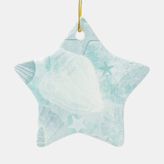 Subtle sea shells Graphic Art Ceramic Tree Decoration (Front)