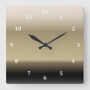 Subtle Shades of Beige to Black Ombre Gradient Square Wall Clock