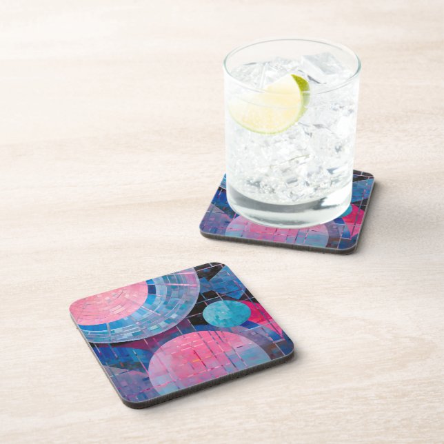 Subtle Shades of Blue & Pink in Abstract Coaster (Right Side)