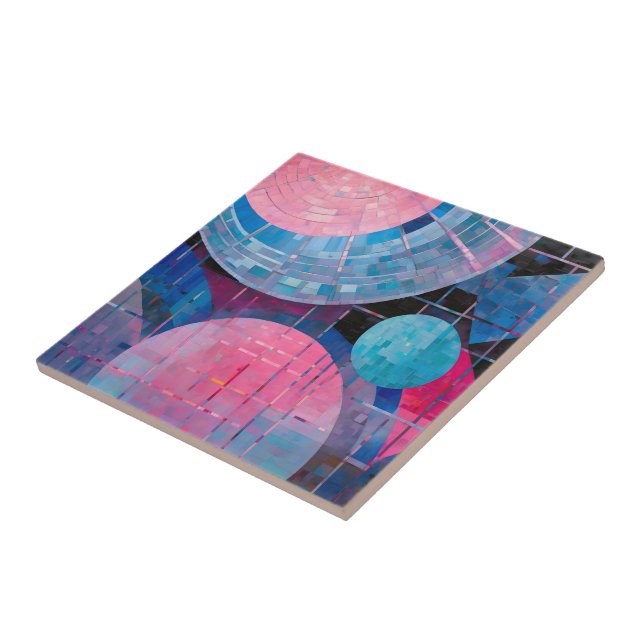 Subtle Shades of Blue & Pink in Abstract Tile (Side)