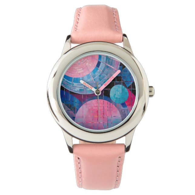 Subtle Shades of Blue & Pink in Abstract Watch (Front)