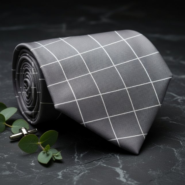 Subtle Silver & Black Plaid  Tie (Creator Uploaded)