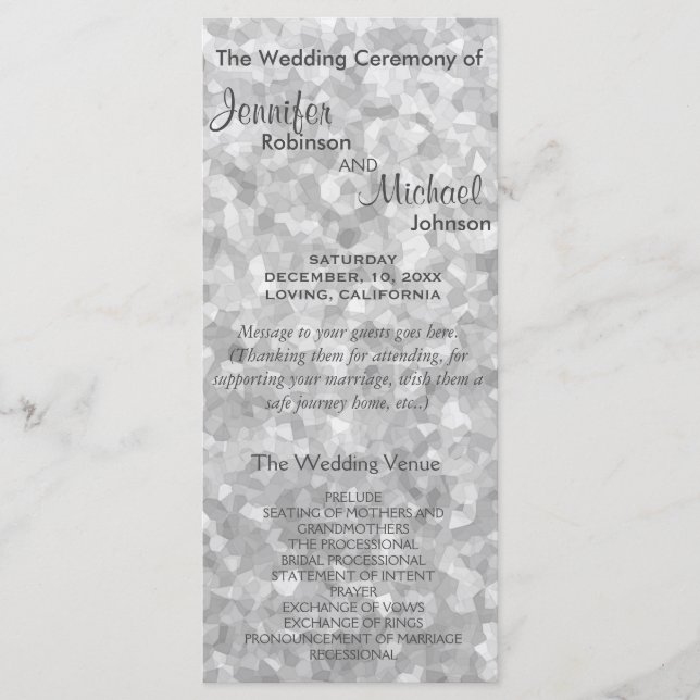 Subtle Silver Glitter Wedding Program Programme (Front)