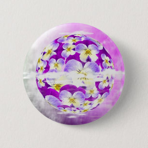 Subtle, simple Violet pansy flower pattern globe 6 Cm Round Badge