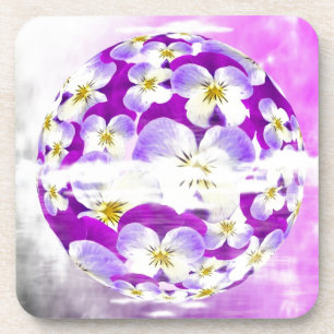 Subtle,  simple Violet pansy flower pattern globe Coaster
