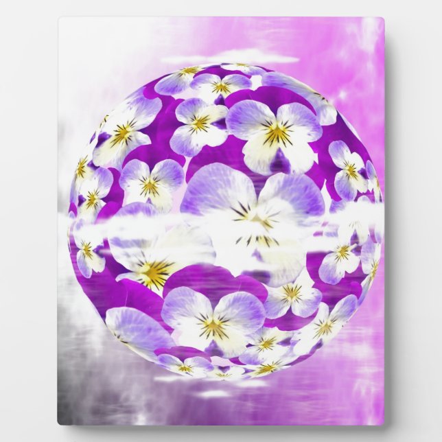 Subtle,  simple Violet pansy flower pattern globe Plaque (Front)