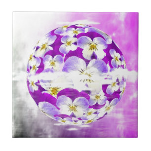Subtle,  simple Violet pansy flower pattern globe Tile