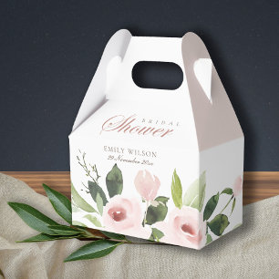 SUBTLE SOFT BLUSH PINK ROSE FLORAL BRIDAL SHOWER FAVOUR BOX