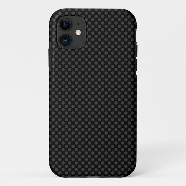 Subtle Spots - Dark Grey on Black iPhone Case (Back)