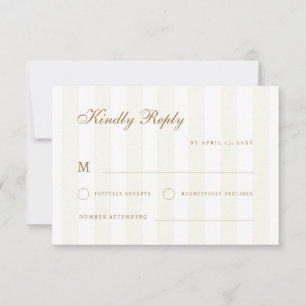 Subtle Stripes Gold Coastal Destination Wedding RSVP Card