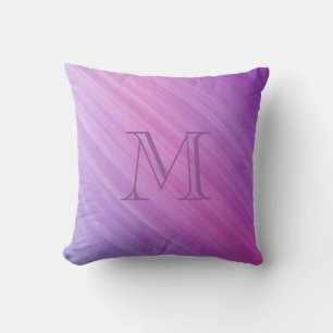 Subtle Stripes Purple Pink Monogram Throw Pillow