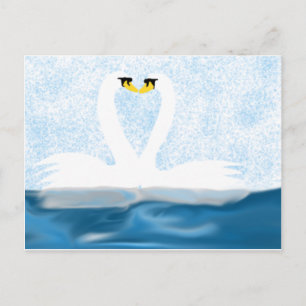 Subtle Swans in Love (heart shapes) Art Gifts Postcard
