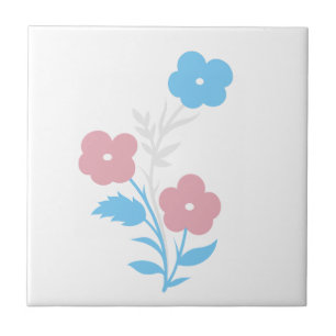 Subtle Trans Flag Flowers Tile
