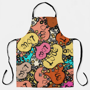 Subtle vintage pattern with tiny orange,  black an apron
