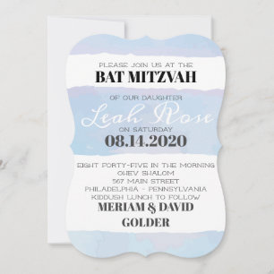 SUBTLE WATERCOLOR Bat Bar Mitzvah Invitation