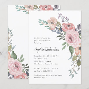 Subtle Watercolor Roses   Bridal Shower Invitation