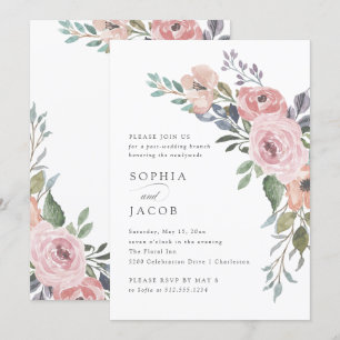Subtle Watercolor Roses   Post Wedding Brunch Invitation