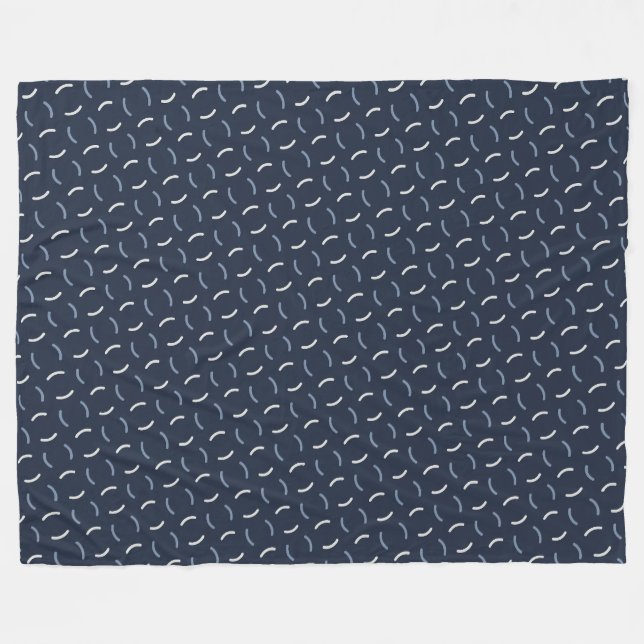 Subtle Wavy Dash Pattern-Modern Minimalist Design Fleece Blanket (Front (Horizontal))