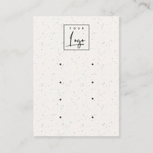 Subtle White Ceramic Texture 4 Earing Display Logo Business Card (Front)