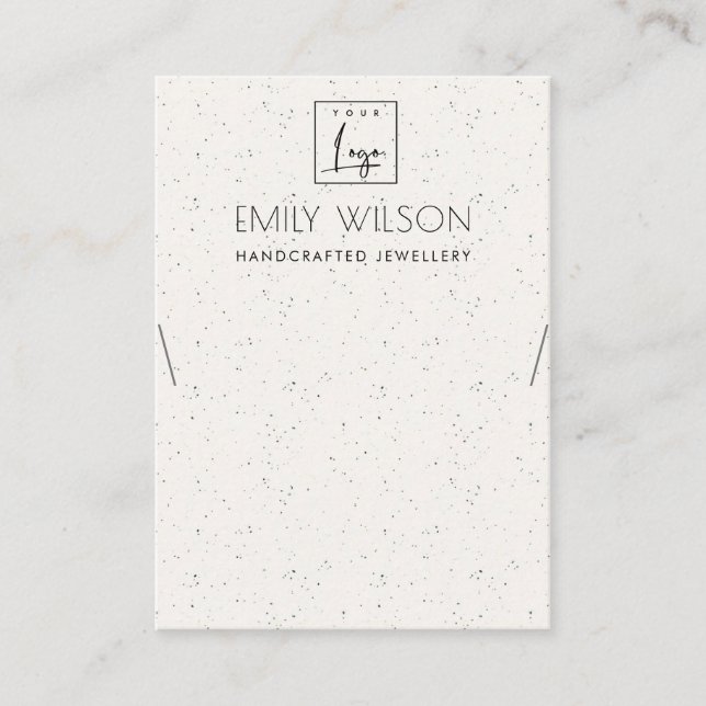 SUBTLE WHITE CERAMIC TEXTURE NECKLACE DISPLAY LOGO BUSINESS CARD (Front)