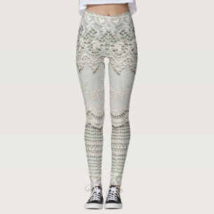 Subtle white lace, textile close-up. leggings