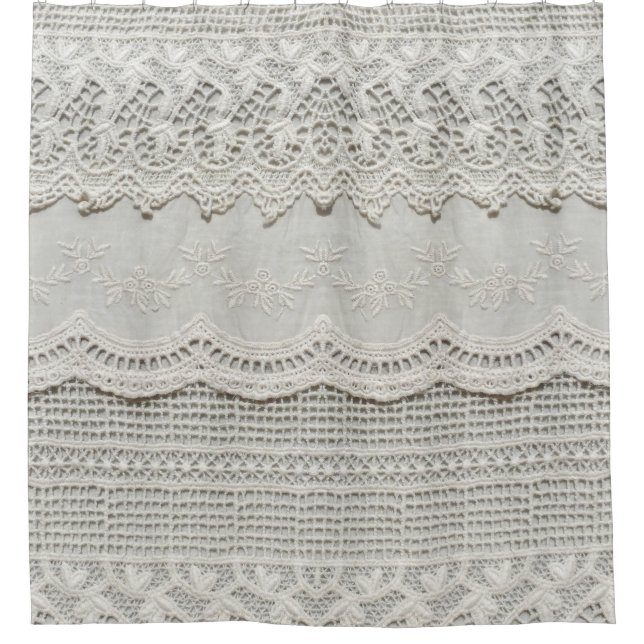 Subtle white lace, textile close-up. shower curtain (Front)