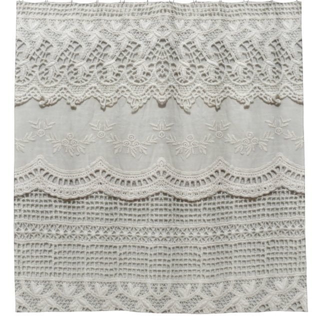 Subtle white lace, textile close-up. shower curtain (Front)