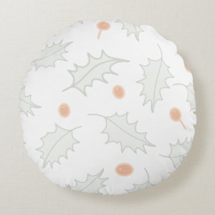 Subtle Winter Holly Berry Pattern Round Cushion