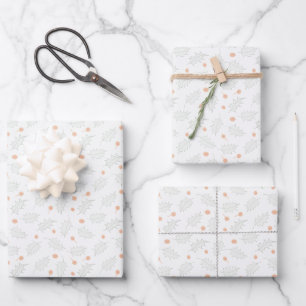 Subtle Winter Holly Berry Pattern Wrapping Paper Sheet
