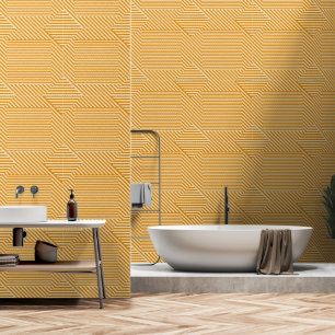 Subtle Yellow Dimensional Diamond Stripes Wallpaper
