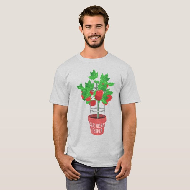 Suburban Farmer-Tomato Plant Growing in a Pot T-Shirt (Front Full)