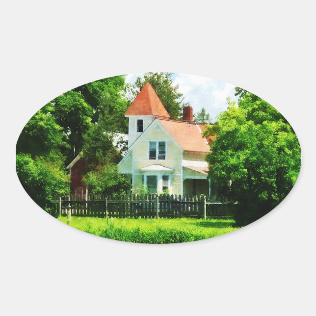 Suburban House with Reflection Oval Sticker (Front)