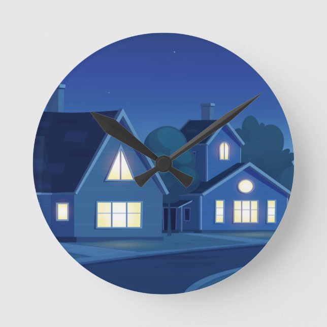 Suburban Street Round Clock (Front)
